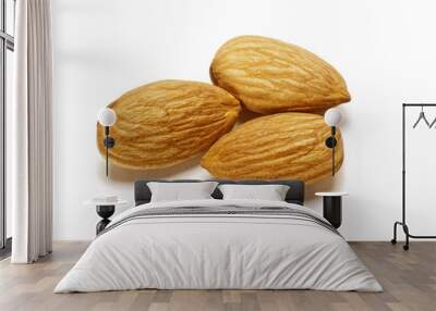 Almonds isolated on white background Wall mural