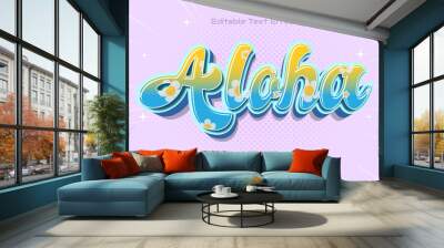 Aloha 3D editable text effect Cartoon style Wall mural