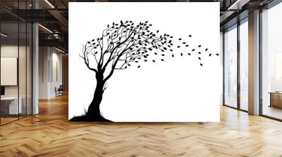 Autumn tree silhouette Wall mural