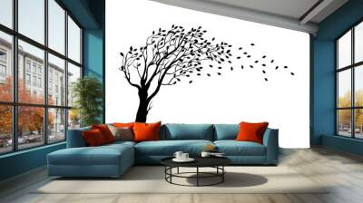 Autumn tree silhouette Wall mural