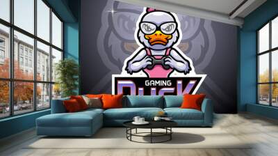 Duck gaming esport logo mascot design Wall mural