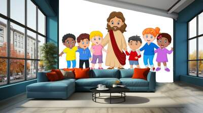 Kids with Jesus Christ Wall mural