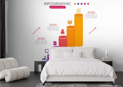  infographic business template with 6 steps / 3d mindmap diagram concept presentation Vector Wall mural