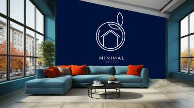 A line art icon logo of a house/home with a leaf circle	
 Wall mural