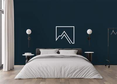 a line art icon logo of a mountain Wall mural