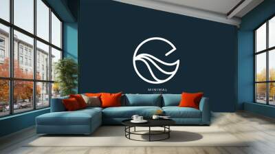 A line art icon logo of letter E with a waves  Wall mural