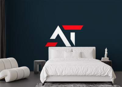 Alphabet letter icon logo AT Wall mural