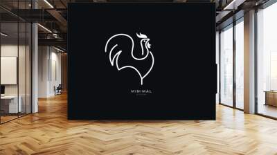 Line art icon logo of Chicken, Hen, Rooster, Cock  Wall mural