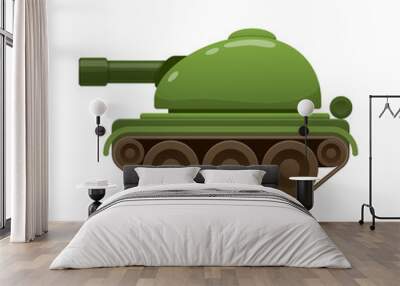 Children s beautiful realistic toy green battle tank, armored car. Wall mural