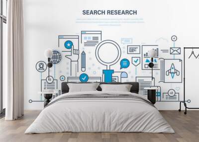 Search research, analysis of information, services, marketing, information, statistics, analytics. Wall mural