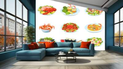 Set of festive seafood dishes, delicacies with beautiful presentation. Wall mural