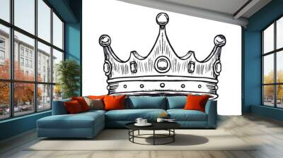 Luxury Crown Hand Drawn. Vector illustration isolated on white background. vector Wall mural