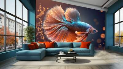 Beauty fantasy fighting fish art , Generative Ai	 Wall mural