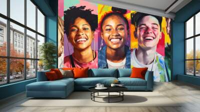 colorful  illustration of youth teeanager for Happy Youth Day concept Wall mural