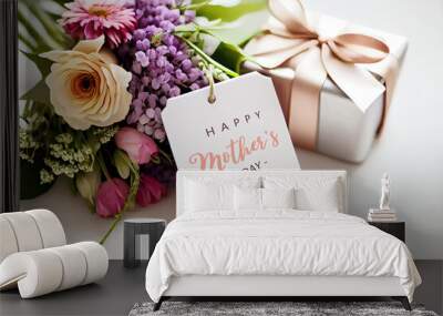 Giftbox and Mother's Day card , Generative Ai Wall mural