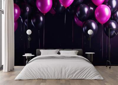 pink and black balloons for party background Wall mural