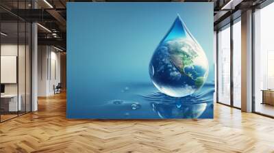 water drop with earth , World Water Day , Generative Ai Wall mural