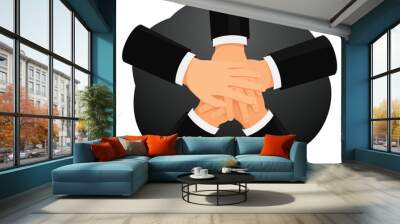 Business people are stacking hands in a huddle. Teamwork and partnership. Wall mural