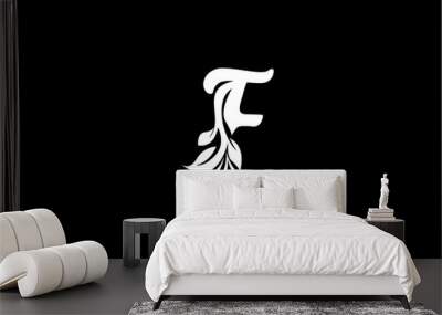 Capital Letter F Monogram Flourishes Logotype Wall mural