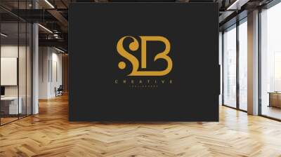 Elegant SB Letter Linked Monogram Logo Design Wall mural