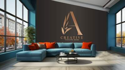 Initial Letter A combine Flourishes Luxury Logotype Wall mural