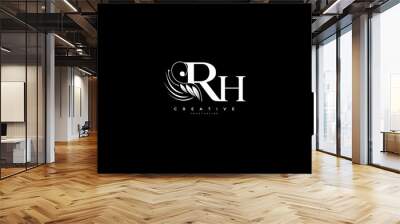 Initial RH letter luxury beauty flourishes ornament monogram logo Wall mural