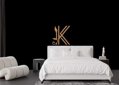 K letter linear shape luxury flourishes ornament logotype Wall mural