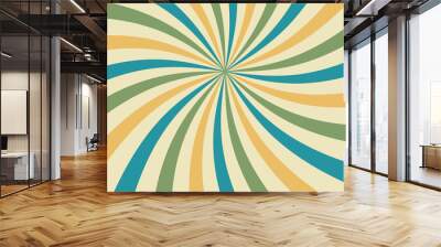 Blue, green and yellow vintage background with lines Wall mural