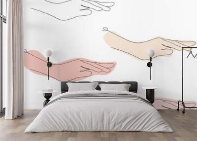 Hand one line drawing Wall mural