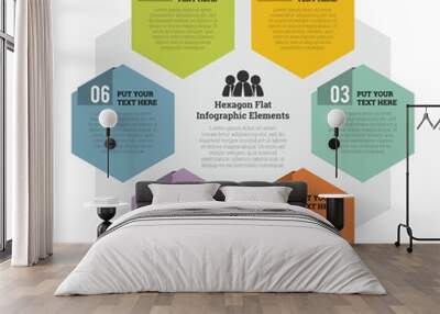 Hexagon Flat Infographic Element Wall mural