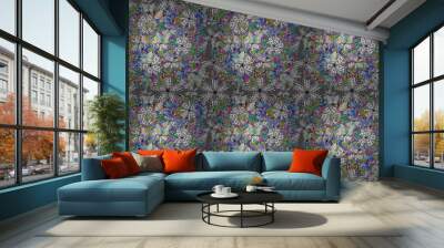 seamless raster pano with doodles on colorful background Wall mural