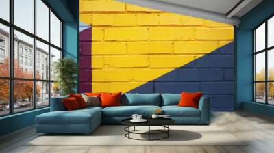 Multi colored brick wall with with geometric pattern  Wall mural