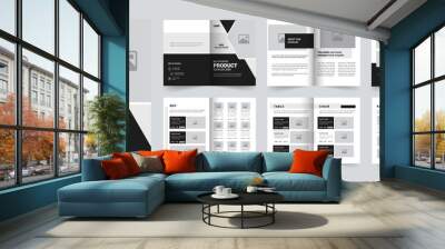 a4 product catalog design template, simple modern Black catalogue design template Wall mural