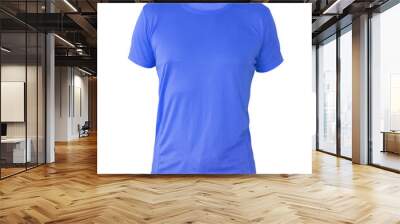 Blue t-shirt template on invisible mannequin isolated on a white background, for your design mockup Wall mural