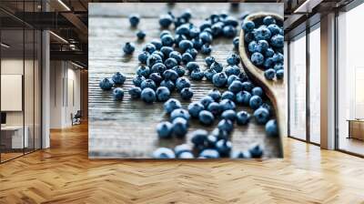 blueberry with spoon on the table Wall mural