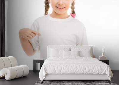 cute little girl in a white t-shirt Wall mural