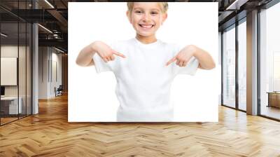 little girl in white t-shirt Wall mural