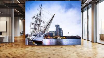 polish ship docked in Gdynia Wall mural