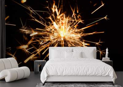 christmas and new year party sparkler on black Wall mural