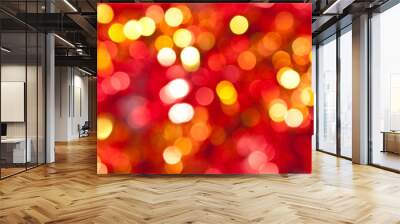 Defocused abstract red and yellow christmas background Wall mural