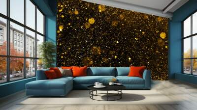 Golden Christmas Glitter Lights Defocused Background Wall mural