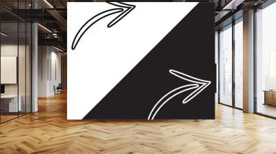 Curved arrow icon vector. Arrow pointer icon sign symbol in trendy flat style. Arrow right vector icon illustration isolated on white and black background Wall mural