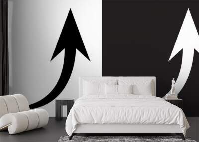 Curved arrow icon vector. Arrow pointer icon sign symbol in trendy flat style. Arrow up vector icon illustration isolated on white and black background Wall mural