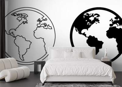 Globe icon vector. Earth sign symbol vector. Planet vector icon illustration isolated on white background Wall mural