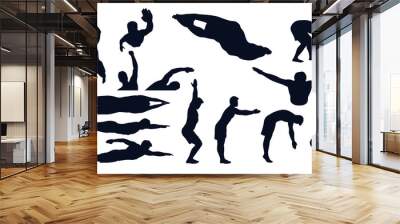 swimming male silhouette set Wall mural