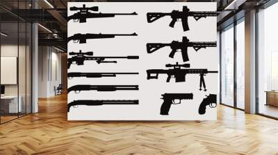 weapon silhouette side view set Wall mural