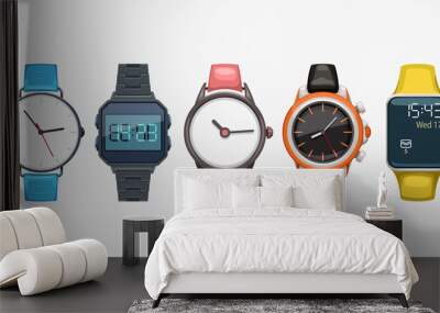 wrist watches set on white Wall mural