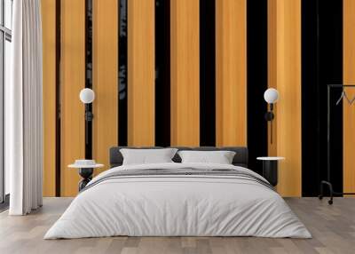 Vertical narrow wooden slats in front of dark glass window, natural light Wall mural