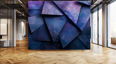 Abstract background with dark blue and purple origami shapes Wall mural