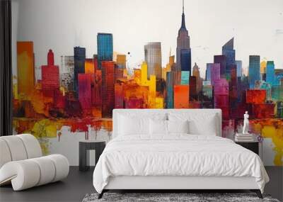 abstract cityscape painting Wall mural